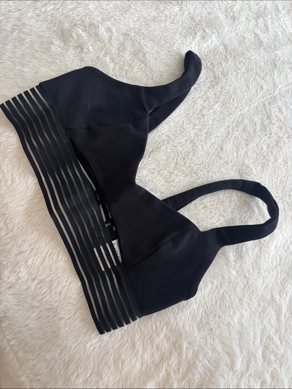 NBD Black Seamless Sports Bralette with Sheer Stripe Band